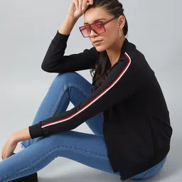 DOLCE CRUDO Women Black Solid Hooded Sweatshirt-image-74