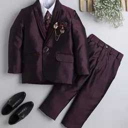 DKGF FASHION Boys Purple Regular-Fit 4-Piece Suit-image-74