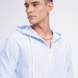 glitchez Vertical Stripes Hooded Casual Shirt image 5