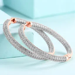 Peora Women Rose Gold Circular Hoop Earrings-picture-31