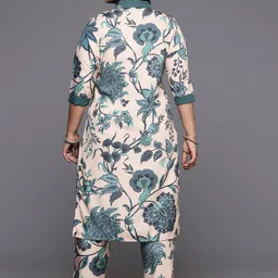 A PLUS BY AHALYAA Women Floral Printed Regular Kurta with Trousers image 5