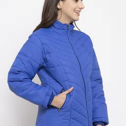 VOXATI Women Blue Solid Padded Jacket image 2