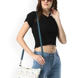 WOMEN MARKS Blue Printed Sling Bag image 2