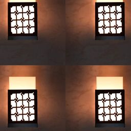 Gojeeva Black & White 4 Pieces Textured Contemporary Wooden Rectangle Shaped Wall Lamp-picture-20