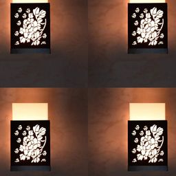 Gojeeva Black 4 Pieces Textured Contemporary Rectangle Shaped Wooden Wall Lamp-picture-40