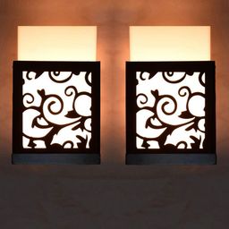 Gojeeva Black & White 2 Pieces Textured Contemporary Wooden Rectangle Shaped Wall Lamp-picture-26
