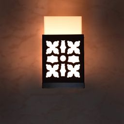 Gojeeva Black Wood Square Shaped Textured Contemporary Wall Lamp-picture-47