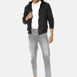 Campus Sutra Men Black Solid Windcheater Hooded Bomber image 3