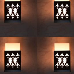 Gojeeva Black & White 4 Pieces Textured Contemporary Wooden Rectangle Shaped Wall Lamp-picture-38