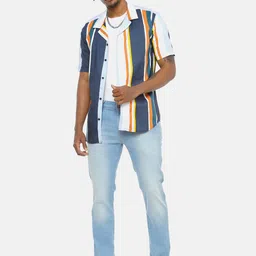 Campus Sutra Men Multicoloured Regular Fit Striped Casual Shirt image 3