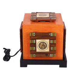 Aapno Rajasthan Orange & Green Printed Contemporary Table Lamp image 3