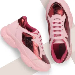 FAUSTO Women Pink PU Mid-Top Running Shoes-picture-19