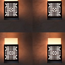 Gojeeva Black 4 Pieces Textured Contemporary Rectangle Shaped Wooden Wall Lamp-picture-27