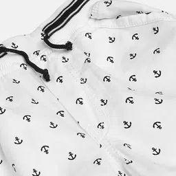 ADBUCKS Boys White Anchor Printed Relaxed Easy Wash Chambray 3/4th Trousers image 5