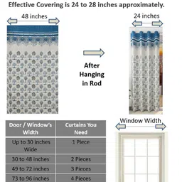 Homefab India Set of 2 Coffee Brown & Cream-Coloured Floral Sheer Window Curtain image 3