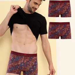 HiFlyers Pack Of 3 Printed Odour-Free Trunks HF502_PO3_MRN_S image 2