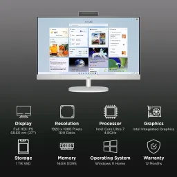 HP cr1007in 27 Inch FHD IPS Display Intel Core Ultra 7 Windows 11 Home Desktop (16GB, 1TB SSD, Intel Integrated Graphics) image 3