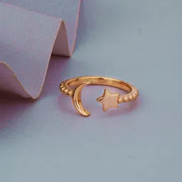 VANBELLE Women 925 Sterling Silver 18Kt Rose Gold-Plated Moon & Star Finger Ring-picture-20