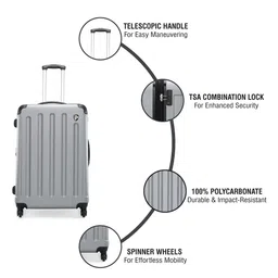 Heys REVOLVER Silver Textured Hard-Sided Large Trolley Suitcase image 4