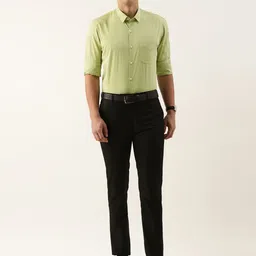 Peter England Ethnic Motifs Self-Design Slim Fit Pure Cotton Formal Shirt image 4