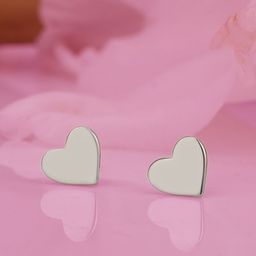Carlton London 925 Sterling Silver- Rhodium-Plated Heart Shaped Studs-picture-25