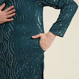 SOJANYA Men Quirky Embroidered Sequinned Kurta image 5