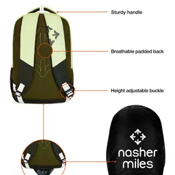 Nasher Miles Kinetics Laptop Backpack 45 Liters Polyester with Raincover (Olive) image 2