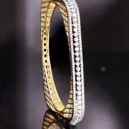 Rubans Brass Cubic Zirconia Gold-Plated Bangle-Style Bracelet-picture-19