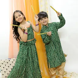 VASTRAMAY Girls Bandhani Printed Ready to Wear Lehenga & Blouse-picture-45
