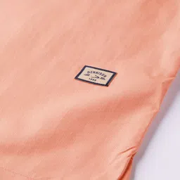 DENNISON Men Peach-Coloured Comfort Fit Solid Straight Kurta image 5