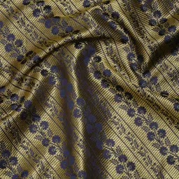 Royal Rajgharana Saree Navy Blue & Gold Floral Zari Silk Blend Celebrity Banarasi Sarees image 3