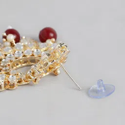 AccessHer Gold-Plated Red Kundan Studded & Beaded Jewellery Set image 3