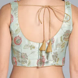 Ethnovog PinkGold-Toned Cotton Blend Printed Saree With Blouse image 2