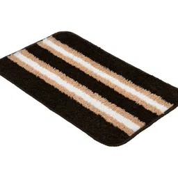 DREAM WEAVERZ Brown & White Striped Microfibre Anti Skid Doormat image 3