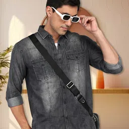 Kuons Avenue Smart Slim Fit Faded Spread Pocket Denim Casual Shirt-picture-33