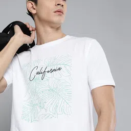 HERE&NOW Men White & Black Printed Tropical Pure Cotton T-shirt-picture-43
