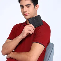 Sassora Men Animal Printed Embellished Leather Two Fold Wallet image 2