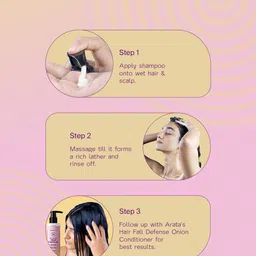 ARATA Hair Fall Defense Onion Shampoo with Rice Water & Apple Cider Vinegar - 200 ml image 3