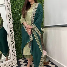 Anni Designer Women Floral Regular Kurta with Trousers & With Dupatta image 2