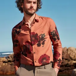 Mufti Slim Fit Floral Printed Pure Cotton Casual Shirt-image-13