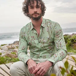 Mufti Floral Printed Slim Fit Pure Cotton Casual Shirt-picture-26