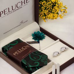 PELUCHE Men Green  Tie, Cufflinks, Pocket Square Accessory Gift Set-picture-19