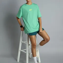 CULT Women Green Oversized Back Print Graphic T-shirt image 2