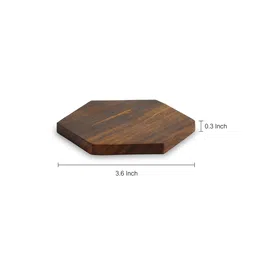 ExclusiveLane Set of 6 Wooden Handcrafted Brown Coasters image 3