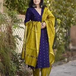 GoSriKi Women Ethnic Motifs Printed Regular Kurta with Trousers & With Dupatta image 2