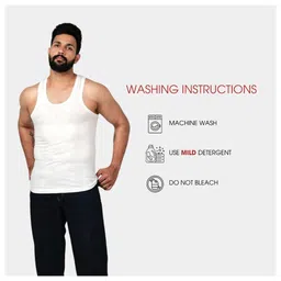 INDIAN THREADS Pack Of 3 Cotton Round Neck Basic Vests White vest-S-P3 image 5