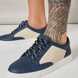 Styli Men Navy Blue And Beige Colourblocked Sneakers-picture-36