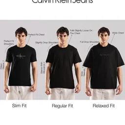 Calvin Klein Jeans Men Brand Logo Printed Round Neck Pure Cotton Relaxed Fit T-shirt image 4