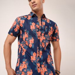 HIGHLANDER Men Slim Fit Floral Printed Casual Cotton Shirt-picture-5
