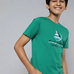 Nautica Boys Pure Cotton Brand Logo Printed T-shirt-picture-30